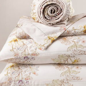 Sooo Soft Cotton Sheet Set - Ivory Dahlia Rows - Queen