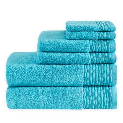 Madison Park Breeze 6-Piece Jacquard Bath Towel Set in Blue