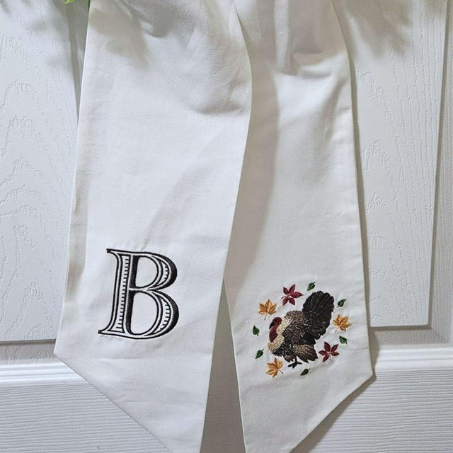 Thanksgiving Wreath Sash, Fall Door Decor, Monogram Wreath Sash, Front Door Decor, Custom monogram door decor (Turkey)