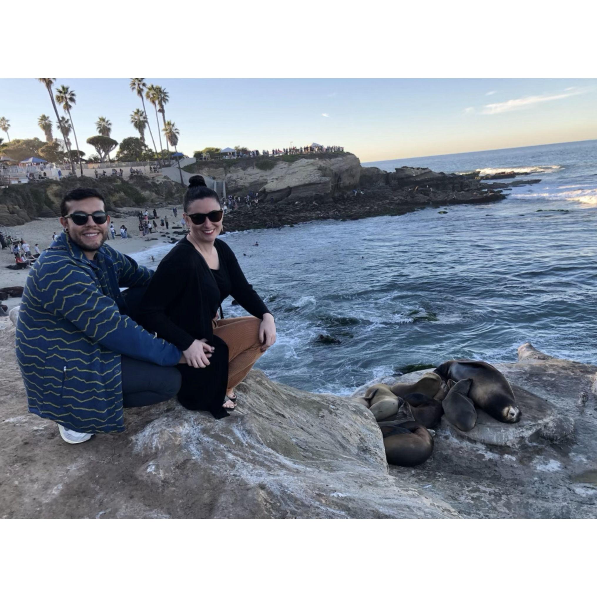 Us Enjoying Seat Lions in La Jolla CA