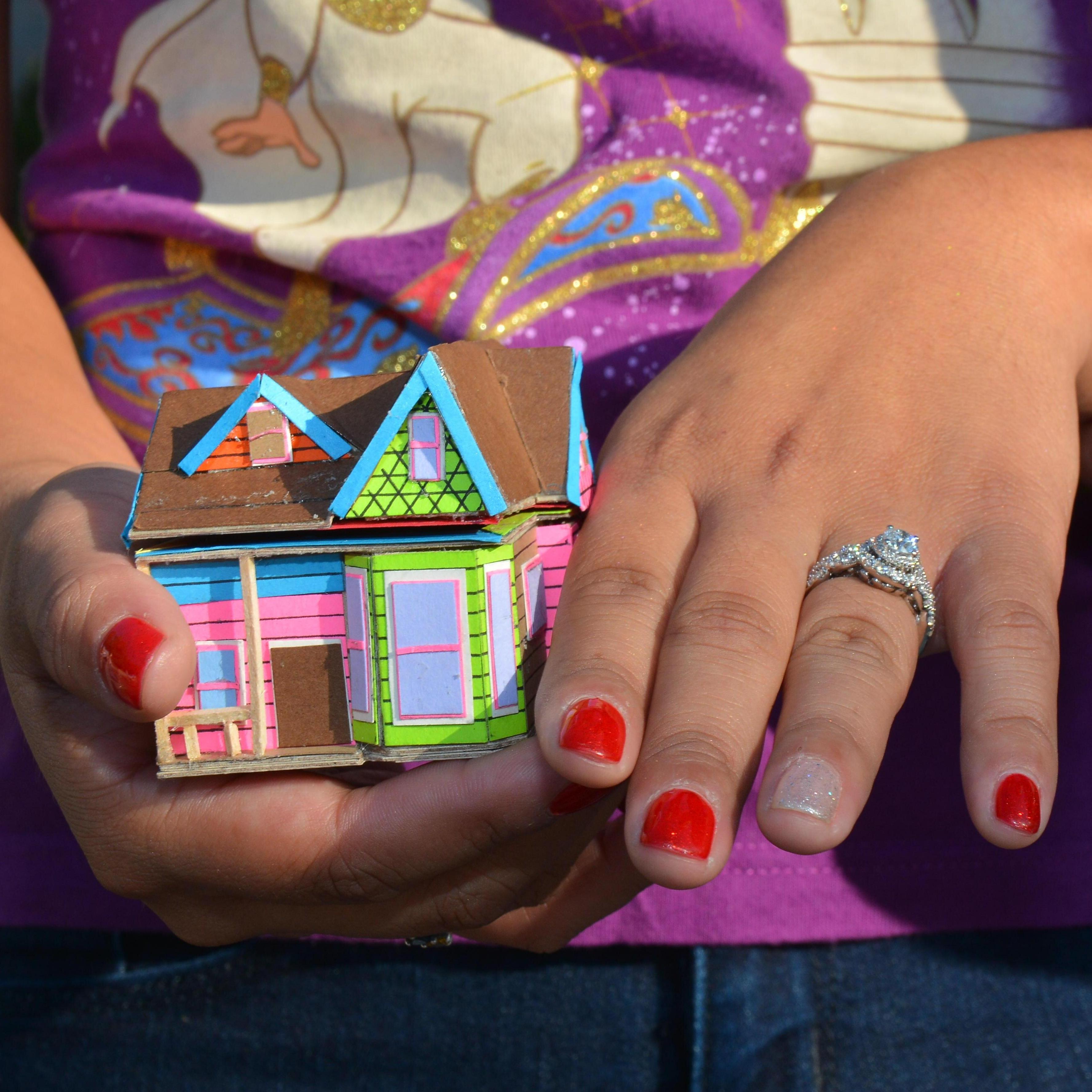 Ivan handcrafted the ring box from scratch to look like the house from Pixar's Up, one of our favorite Disney movies #socrafty #love