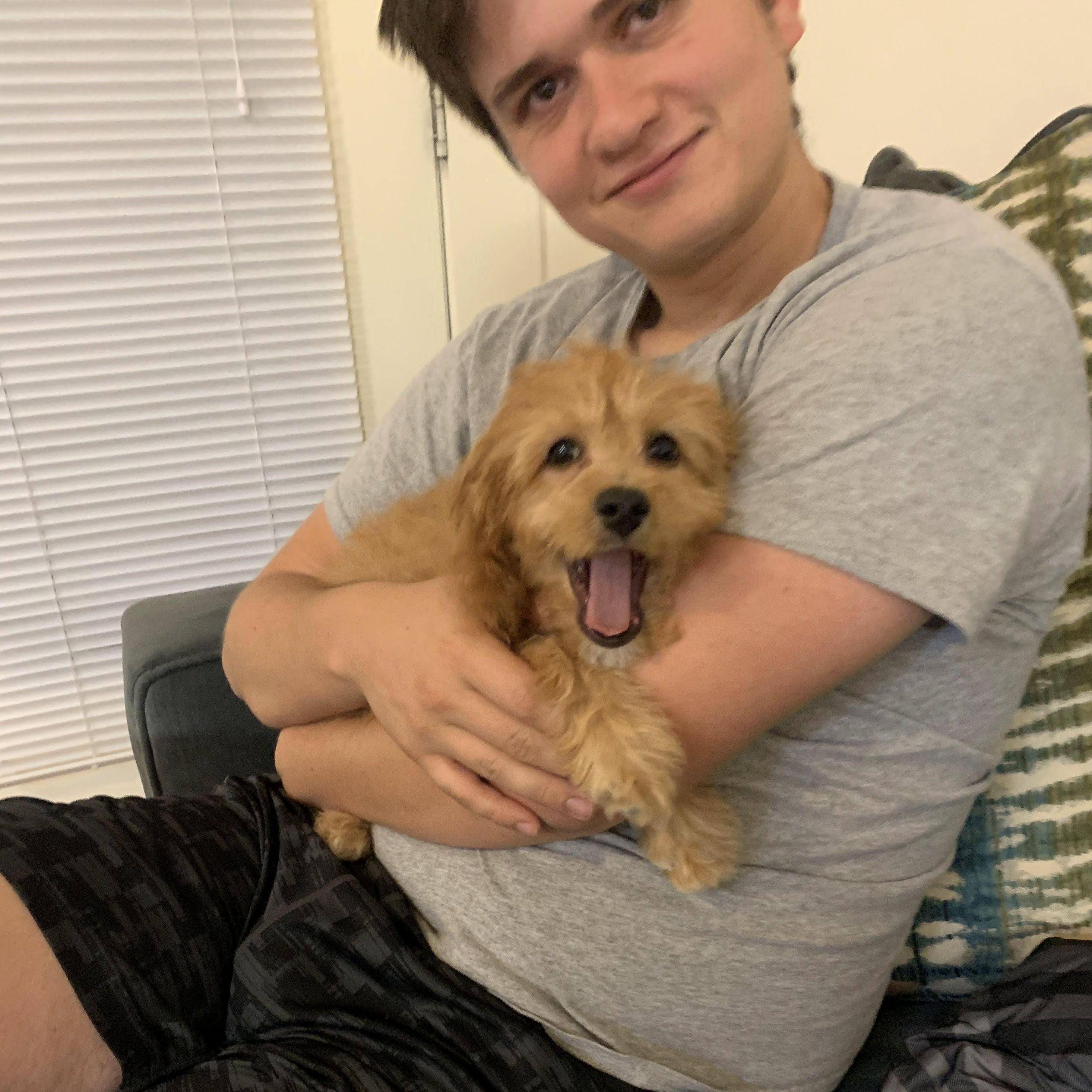 Nick with our dog of honor, Maki!