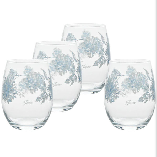Botanical Floral 15 oz. Stemless Wine Glass – Set of 4