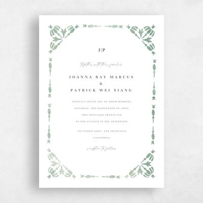 Bright Sage, Green Wedding Invitation - Elio Classic