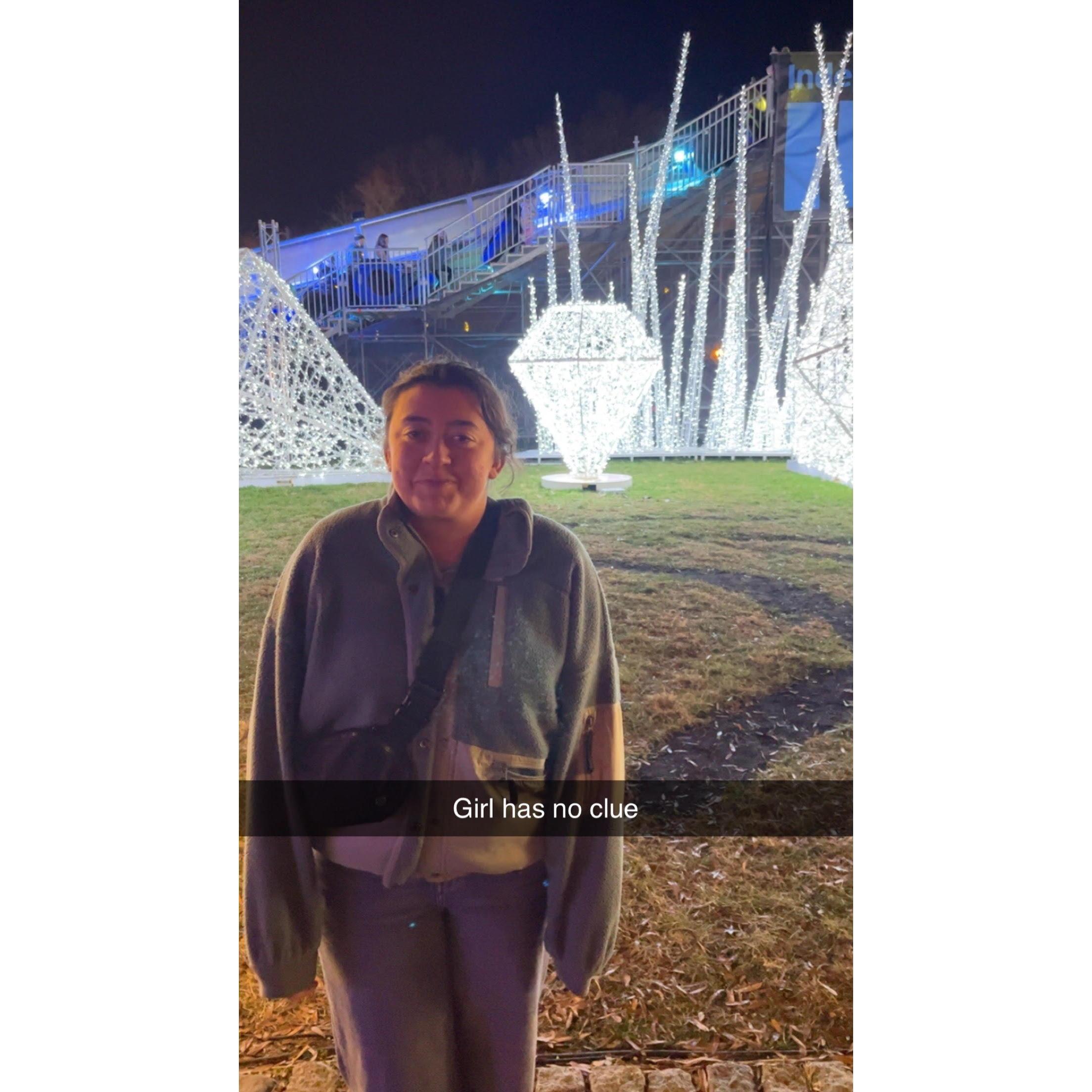 At the Christmas Village at FDR Park the night before the proposal