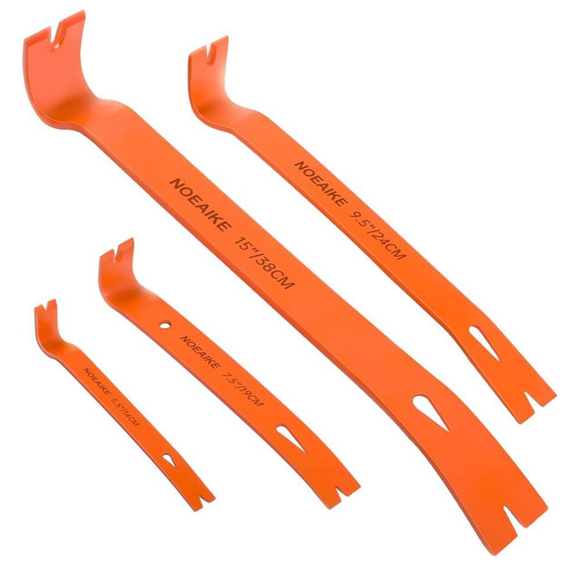 NOEAIKE 4-Pack Flat Pry Bar Set 5.5"/7.5"/9.5"/15" Crowbar with Nail Puller,Utility Heavy Duty Claw Bar,Mini Pry Bar High-Carbon Steel Crow Bar Tool for Home Improvement & Woodworking