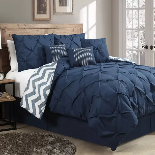 Avondale Manor Ella 7-Piece Reversible King Comforter Set in Navy