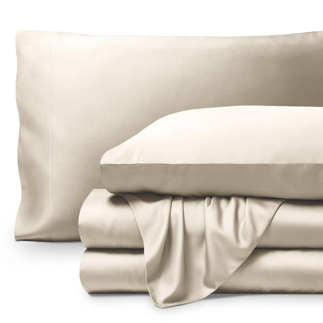 Queen Sand Rayon from Bamboo Solid Deep Pocket Sheet Set by Bare Home
