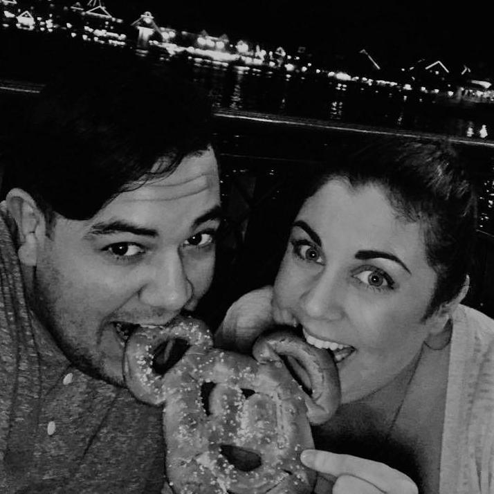 In one of our "happy places" (at Disney's Boardwalk Resort)!