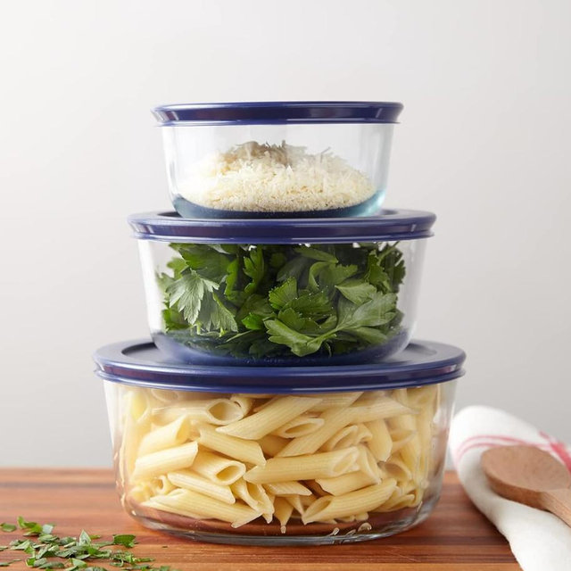 Pyrex Simply Store (3-Pack) Glass Food Storage Containers Set, (2, 4 & 7 Cup) Meal Prep Containers With BPA-Free Lids, Dishwasher & Microwave Safe