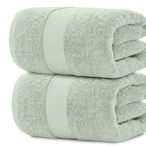 White Classic Luxury Bath Sheet Towels Extra Large | Highly Absorbent Hotel spa Collection Bathroom Towel | 35x70 Inch | 2 Pack (Green)