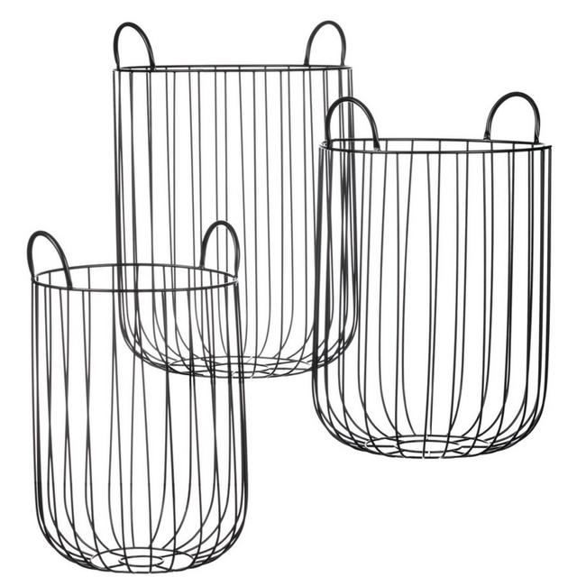 Sullivans Set of 3 Wire Basket 19.5"H, 20.75"H & 22"H Black