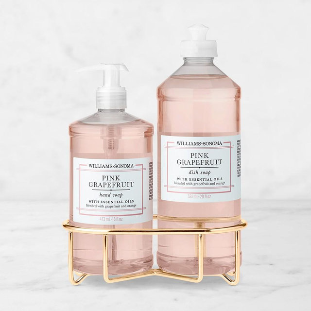 Williams Sonoma Pink Grapefruit Hand Soap & Dish Soap 3-Piece Kitchen Set, Gold