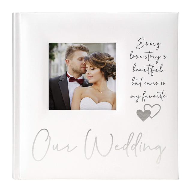 Malden International Designs 2 Up 4x6 Photo Album With Memo Writing Area Our Wedding Printed Paper Cover Book Bound White