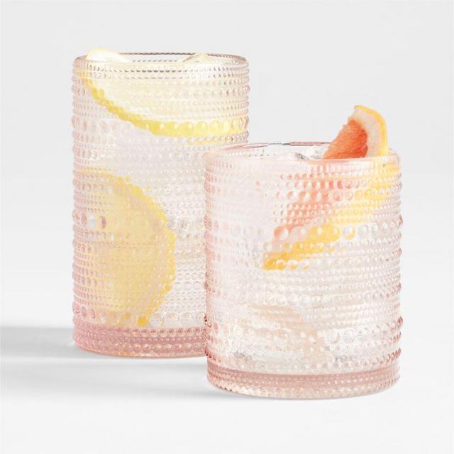 Alma Pink Highball and Double Old-Fashioned Glass