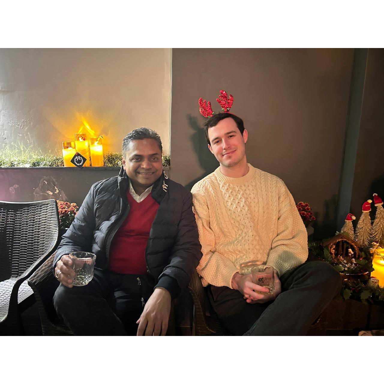 Coe and Reevah's dad enjoying a drink on Christmas.