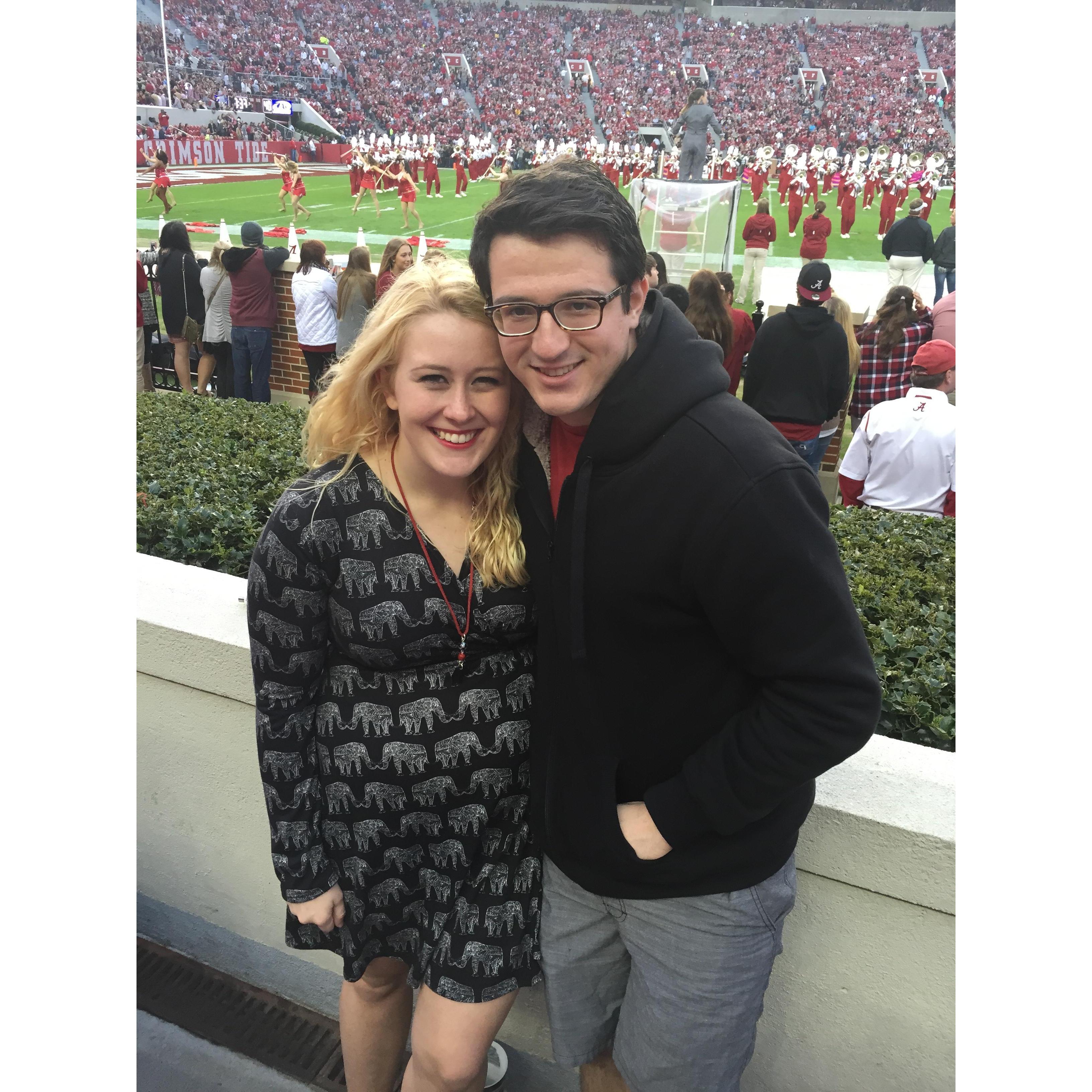 November 2015, One of the earlier pictures of us at an Alabama football game!