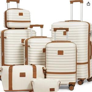 Joyway Luggage Set 7 Piece Suitcase Sets with Spinner Wheel,Hardside Expandable Travel Laggage with TSA Lock (18/20/24/28 White
