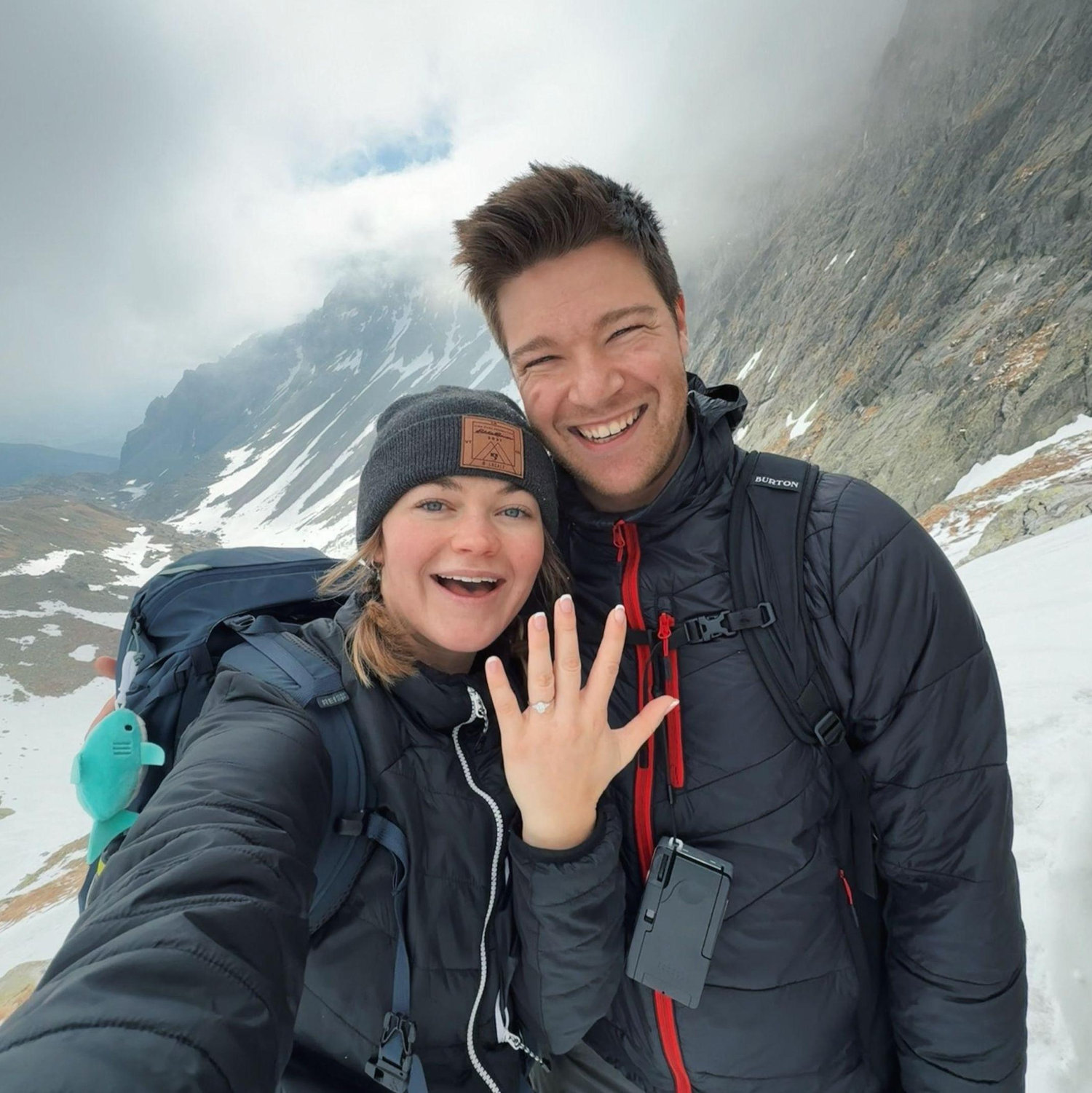 Immediately after getting engaged, prior to accidentally mountaineering