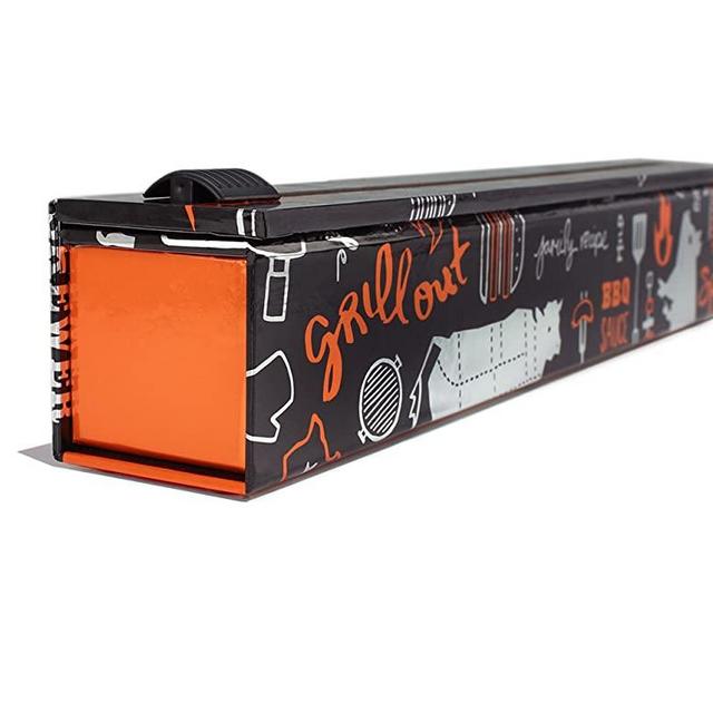 ChicWrap BBQ Grill Foil Dispenser with 12"x 30' Roll of Professional Aluminum Foil - Reusable Dispenser with Slide Cutter