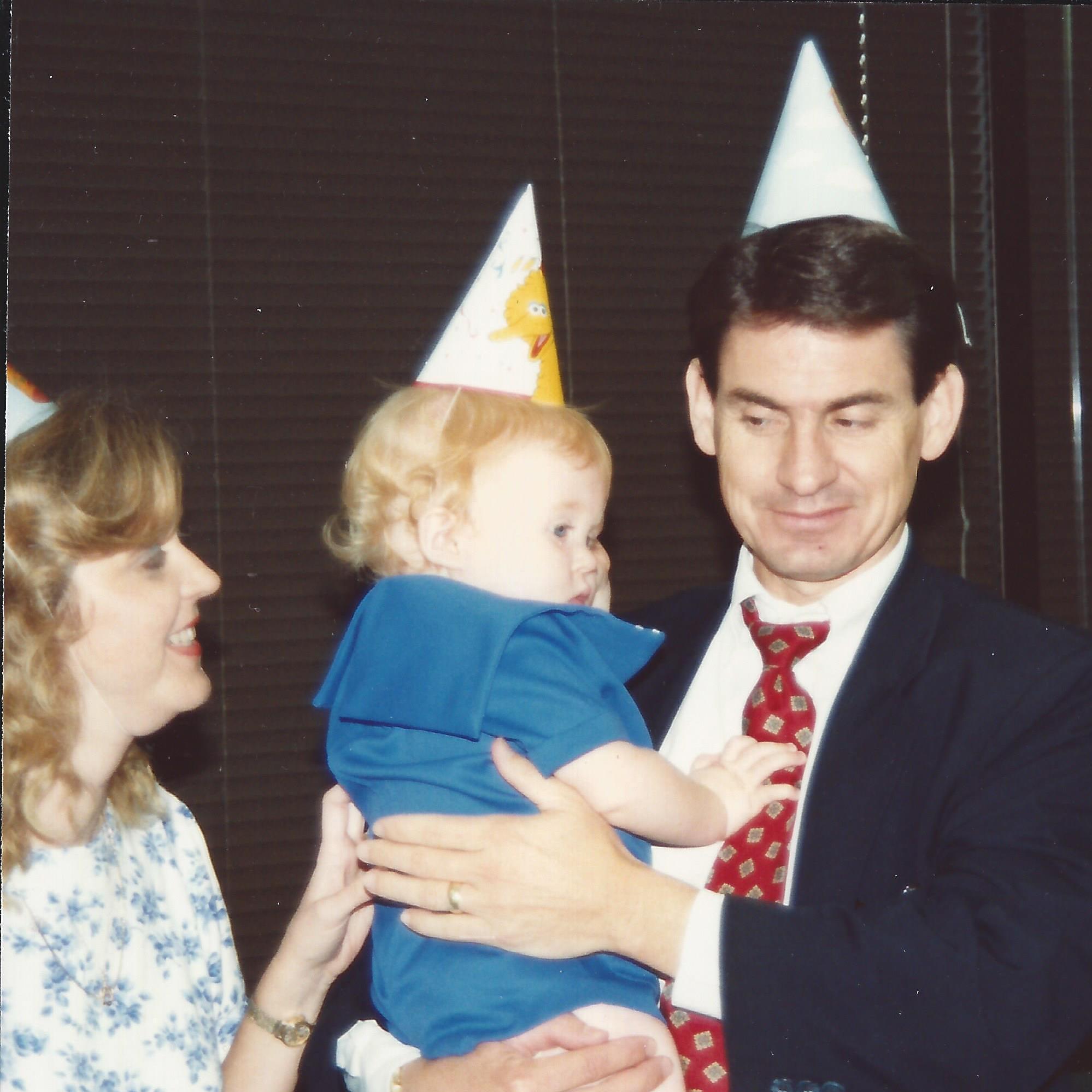 Our first picture together, Andrew's first birthday party celebrated at Woodland.