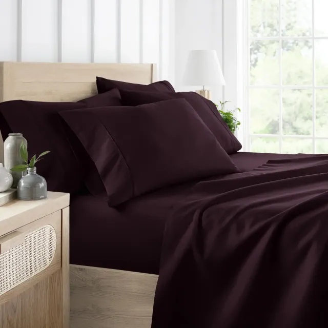 Solid 6 Piece Sheet Set - Ultra Soft, Deep Pocket - Becky Cameron , Purple, King