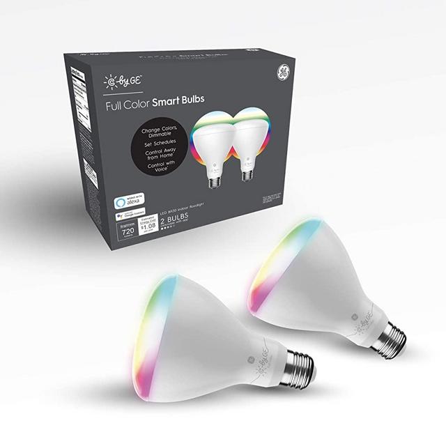 C by GE BR30 Smart Light Bulbs - Smart Flood Light Bulbs, Full Color Changing Light Bulbs, 2-Pack, Smart Light Bulb Works with Alexa and Google Home, Bluetooth Light Bulbs, RGB Light Bulbs