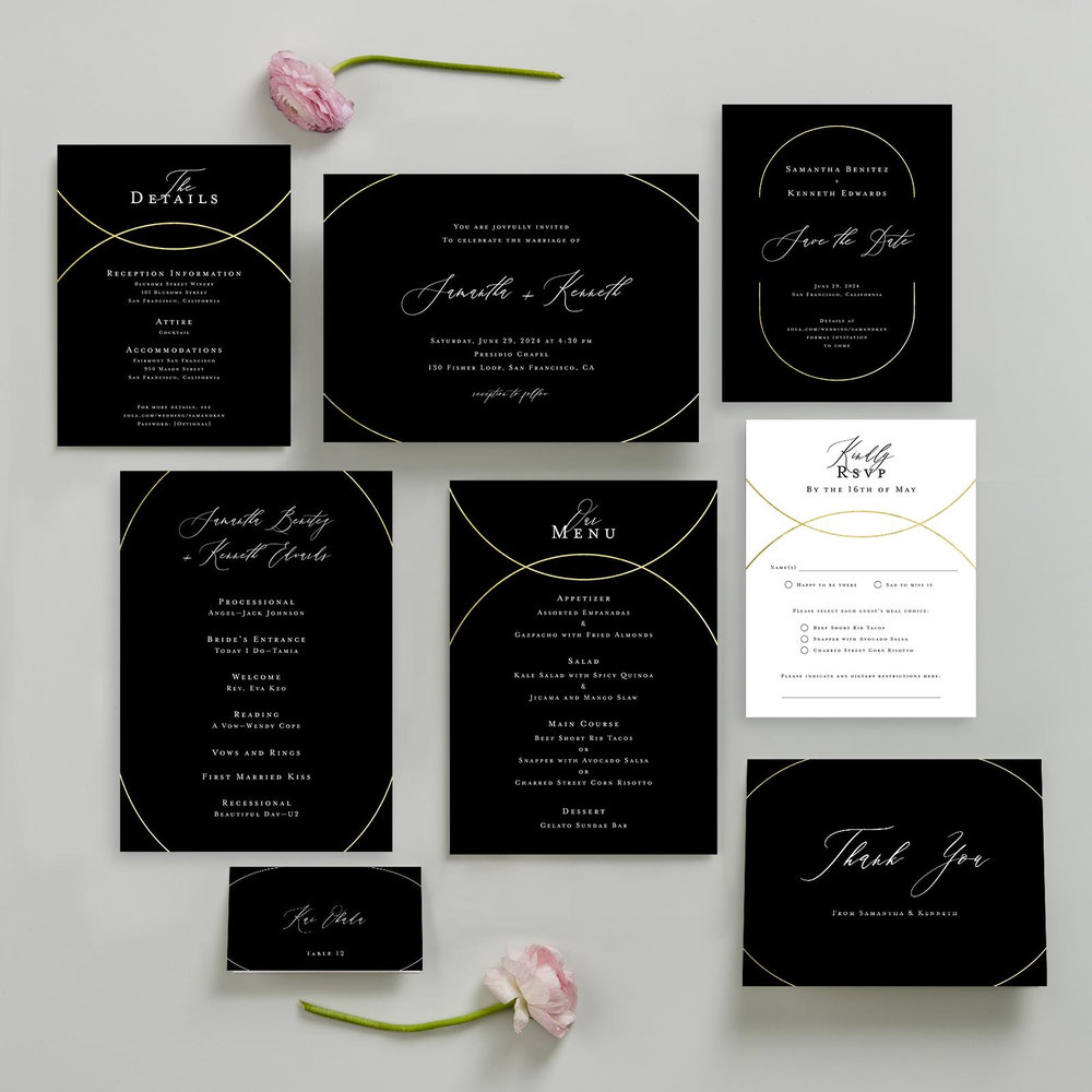 Paltz Landscape Foil | Black | Zola Wedding Invitations