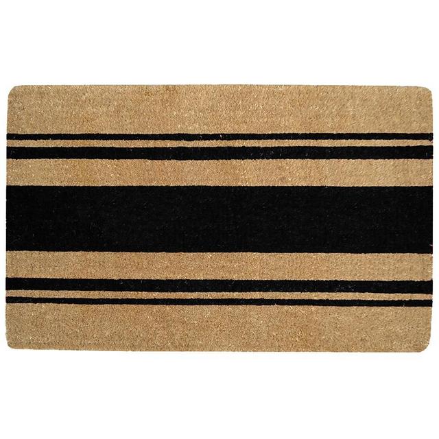 French Stripe Doormat, 36" X 22", Black