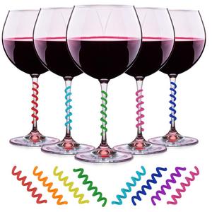 Wine Glass Charms Set of 8 Silicone Drink Markers for Cocktails, Martinis, Champagne Flutes and More by Simply Charmed