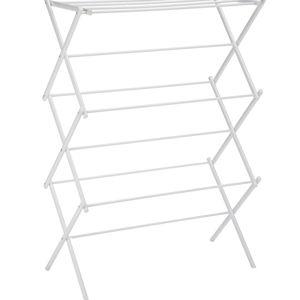 Amazon Basics Foldable Portable Laundry Rack for Air Drying Clothing, Indoor Outdoor Use - 14.5" D x 29.5" W x 41.8" H, White