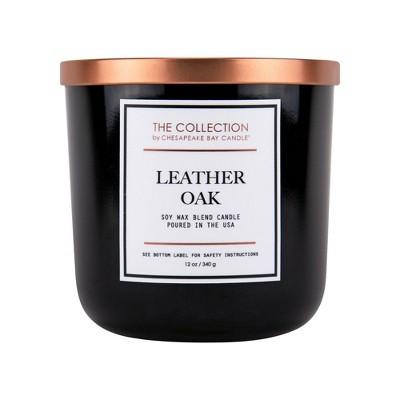 13oz Glass Jar 2-Wick Candle Leather Oak - The Collection by Chesapeake Bay Candle