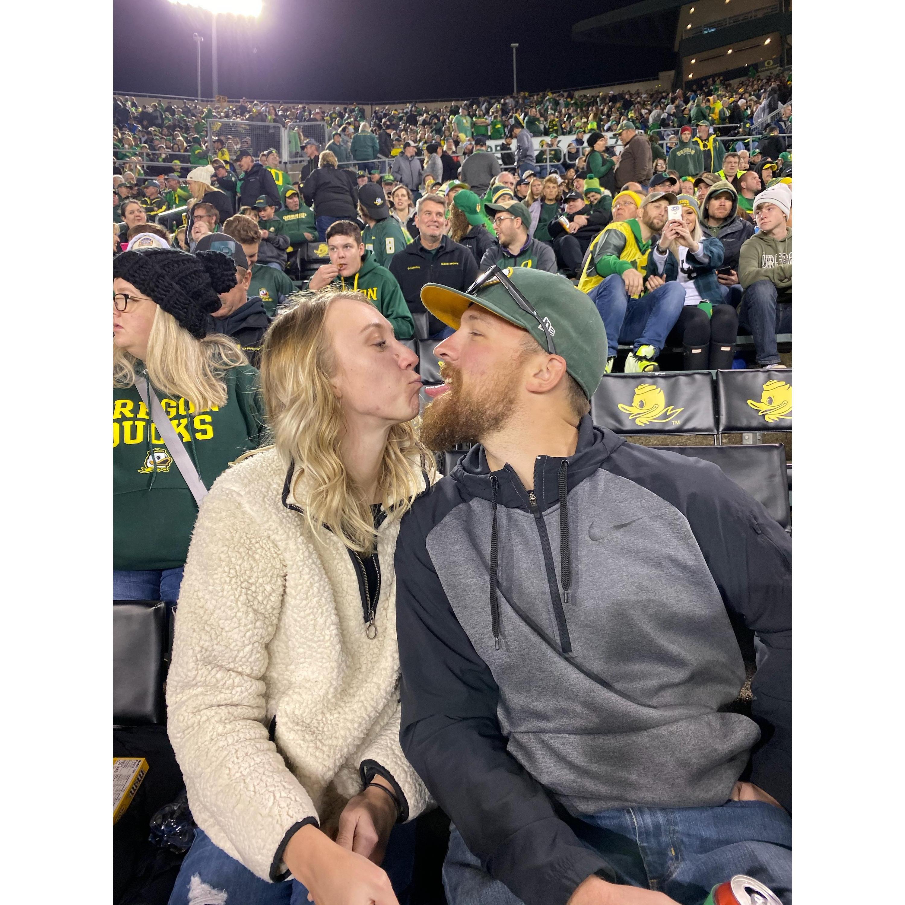 Neither a fan of the Ducks didn't stop them from having fun at the game. Rob has a thing for turning cute pictures into this.