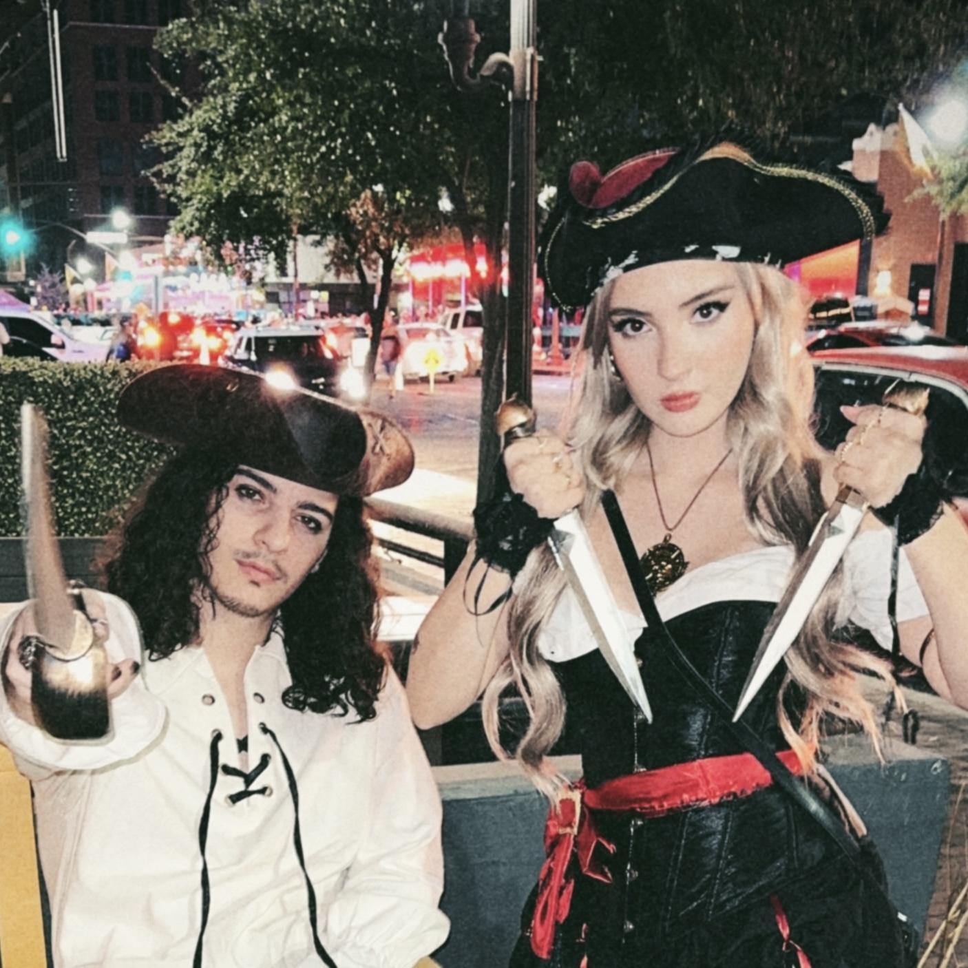 Dressed up as pirates for Halloween in 2023!