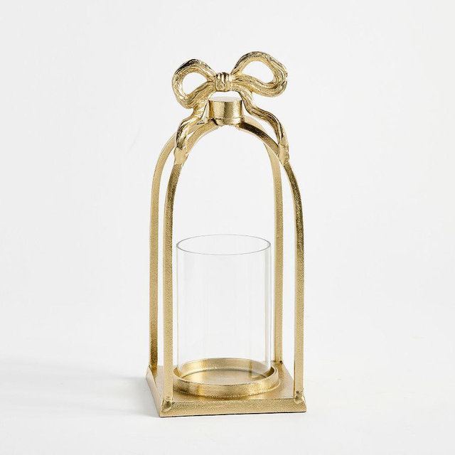 LoveShackFancy Bow Lanterns, Brass, Small 15.25"