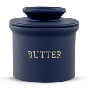 Kook Butter Keeper Dish, Ceramic Crock with Lid, Matte Navy
