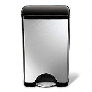 simplehuman Rectangular Step Trash Can, Stainless Steel, Plastic Lid, 38 L / 10 Gal