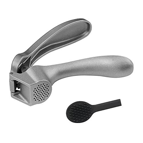Garlic Press, Garlic Mincer Easy-squeeze Ergonomic Handle, Rust Proof, No Need To Peel, Professional Ginger Press Garlic Crusher with Handy Cleaning Brush- Dishwasher Safe