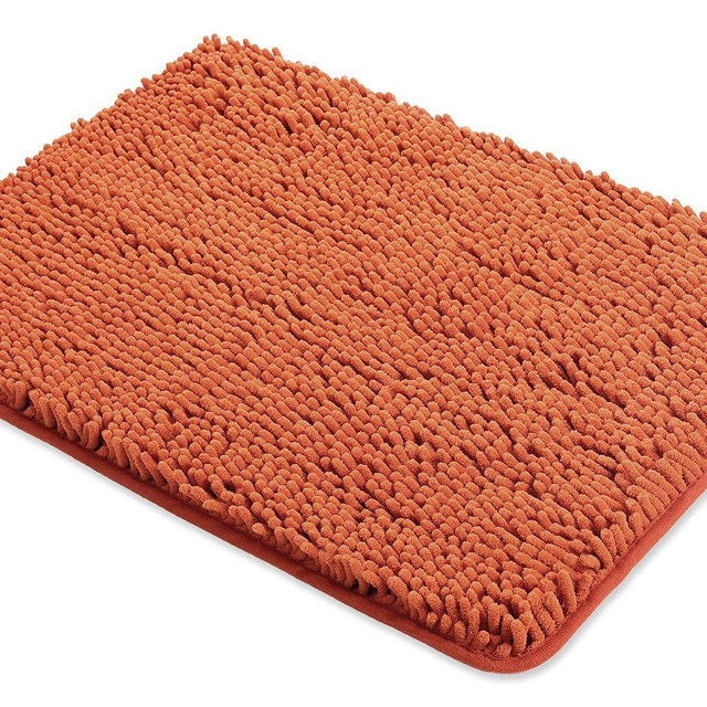 Yeaban Burnt Orange Bathroom Rugs – Thick Chenille Bath Mats | Absorbent and Washable Bath Rug Non-Slip, Plush and Soft Rugs for Bathroom, Kitchen, Shower, Sink - 17" x 24"