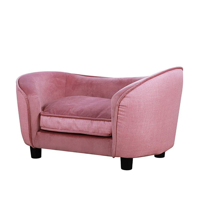 Pet Sofa Bed, Velvet Couch with Washable Cushion for Small Dog Cat