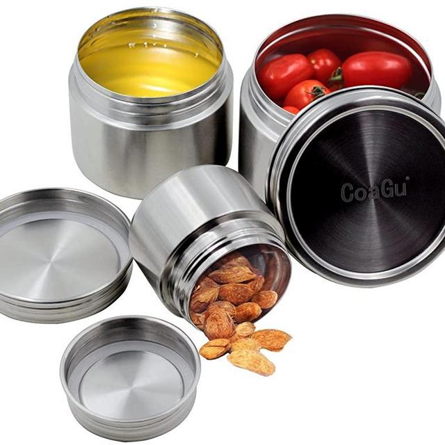CoaGu 18/8 Stainless Steel Containers Bento Box Canisters Sets for Your Lunch, Kitchen, Pack of 3(8oz,16oz,24oz) BPA Free Dishwasher Safe