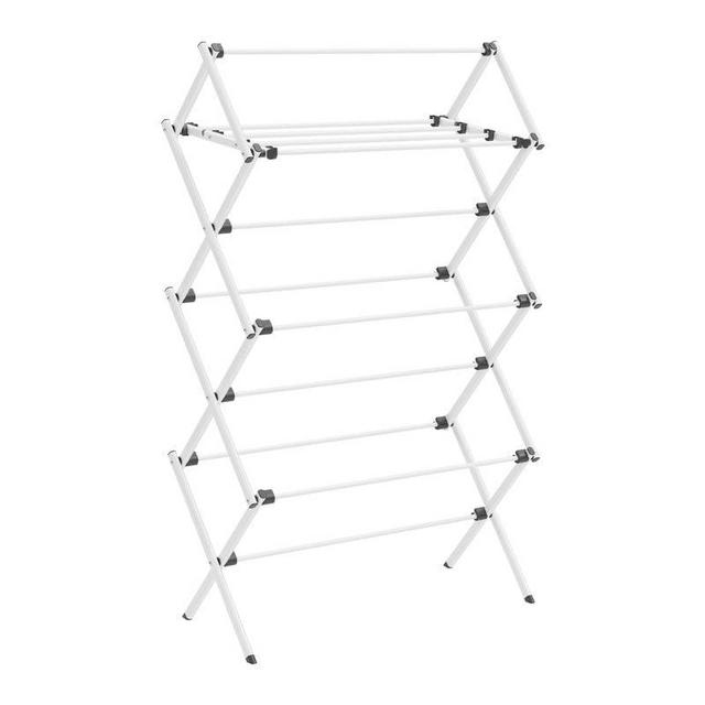 SONGMICS Foldable Clothes Drying Rack, Laundry Drying Rack, Clothes Airer, Steel Frame, 14.6 x 29.5 x 53.2 Inches, Easy Assembly, Indoor Outdoor Use, White ULLR770W01