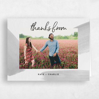 Smoky Gray, Grey Wedding Thank You - Riverside Photo