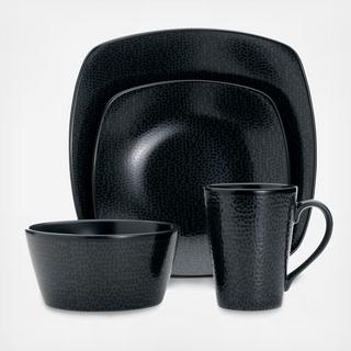 Black on Black Square 4-Piece Place Setting, Service for 1