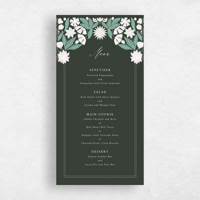 Green Wedding Menu - Juliet
