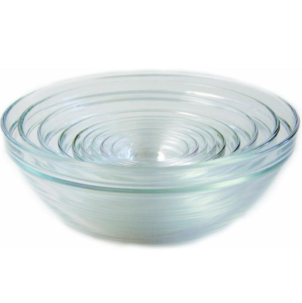 Duralex Made In France Lys Stackable 9-Piece Glass Bowl Set,Clear