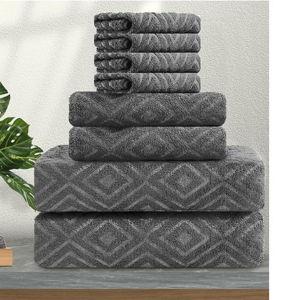 Ferdilan 8 Pack Bath Towels Set Grey,2 Oversized Bath Towels(35"x70"), 2 Hand Towels,4 Washcloths Ultra Soft and Absorbent Chair Towels for Bathroom, Quick Dry Towel for Gym Hotel Camp Pool