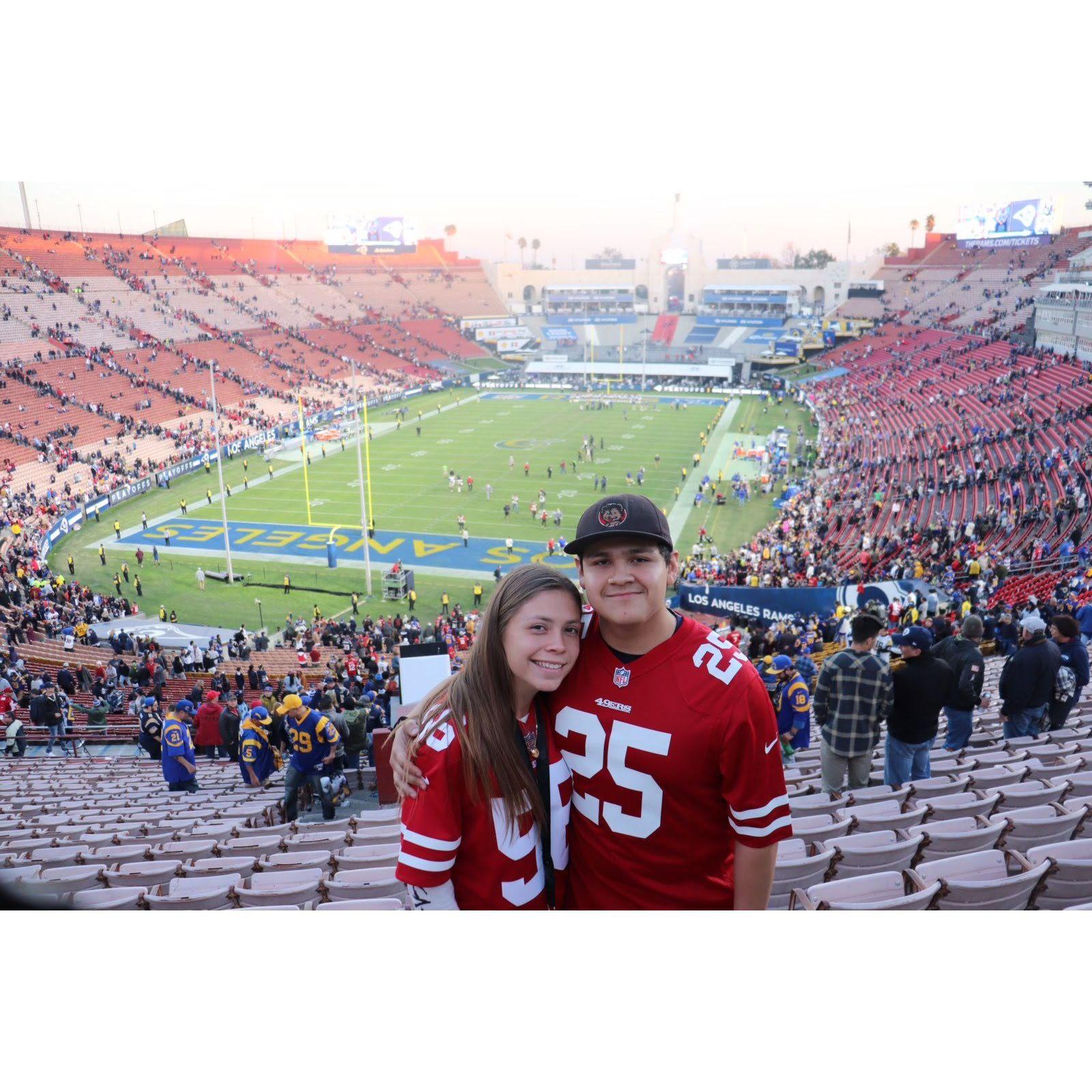 Our first football game together, go niners!