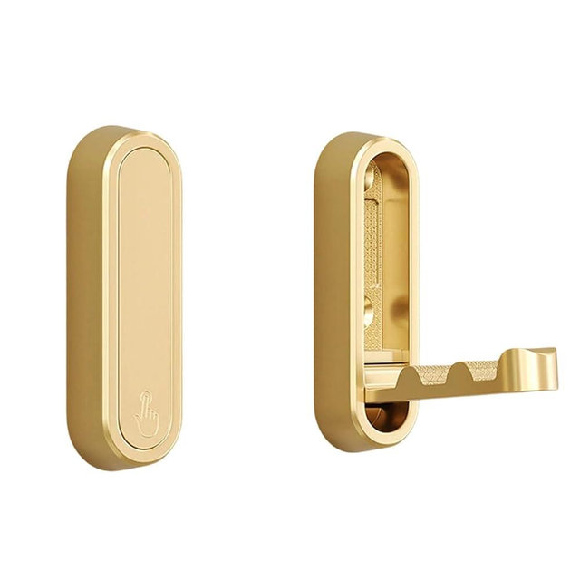 Foldable Coat Hooks, Invisible Folding Retractable Wall Hooks, Single Retractable Hook, Foldable Wall Hooks for Hanging Coats, Scarves, Hats, Bathrobes, Keys, Bags (Gold)