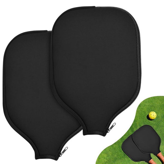 XINGUANG 2 Pcs Pickleball Paddle Covers, Universal Case Size - 8.6 x 12.2 inches Zippered Racket Sleeve, Durable Neoprene Paddle Cover, Paddle Storage Bag for Most USAPA Standard (Black) (Black)